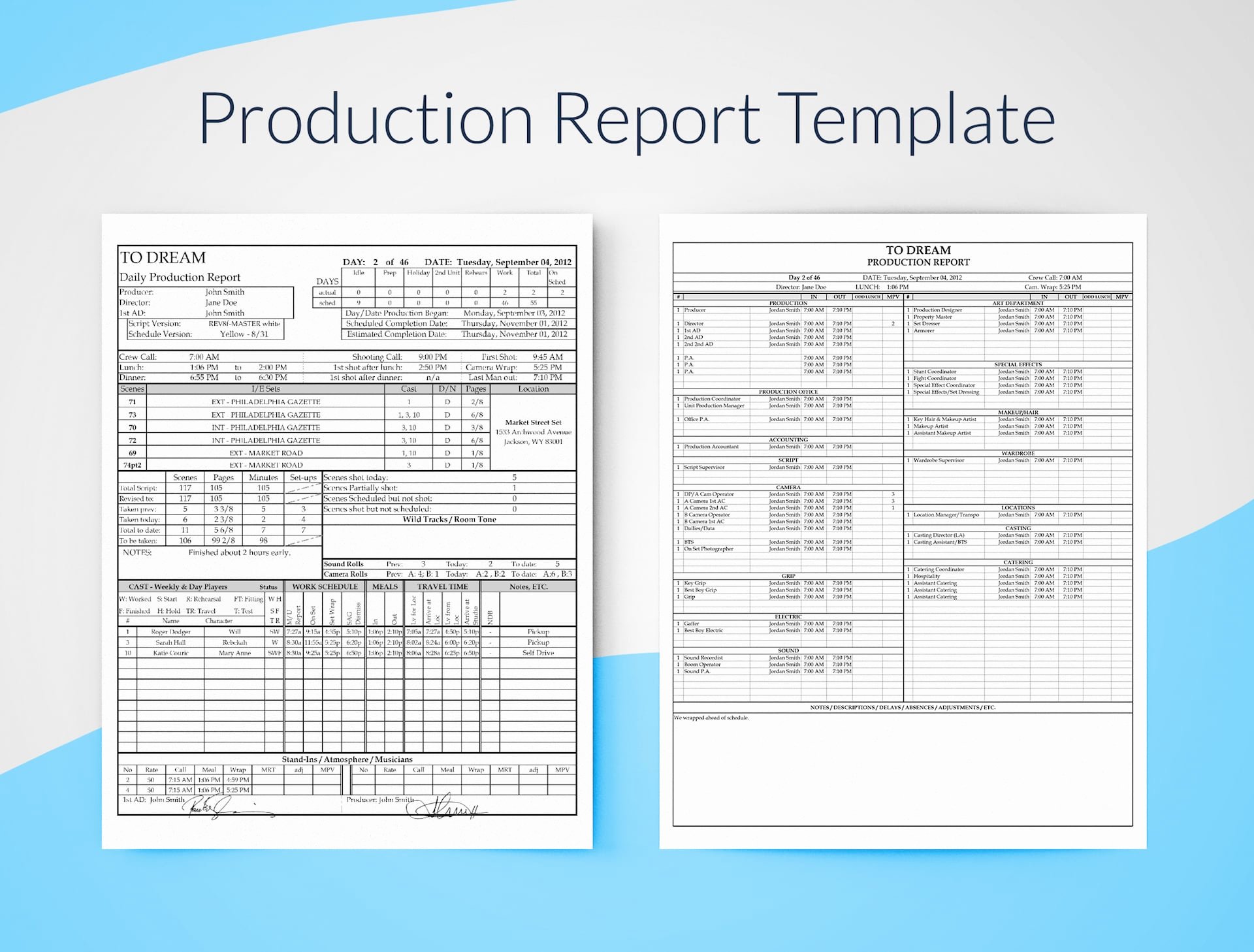 free daily production report template excel