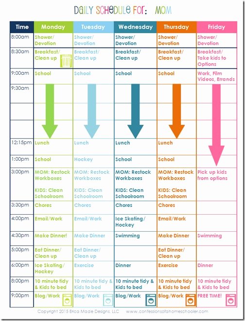 a homeschooling moms daily schedule