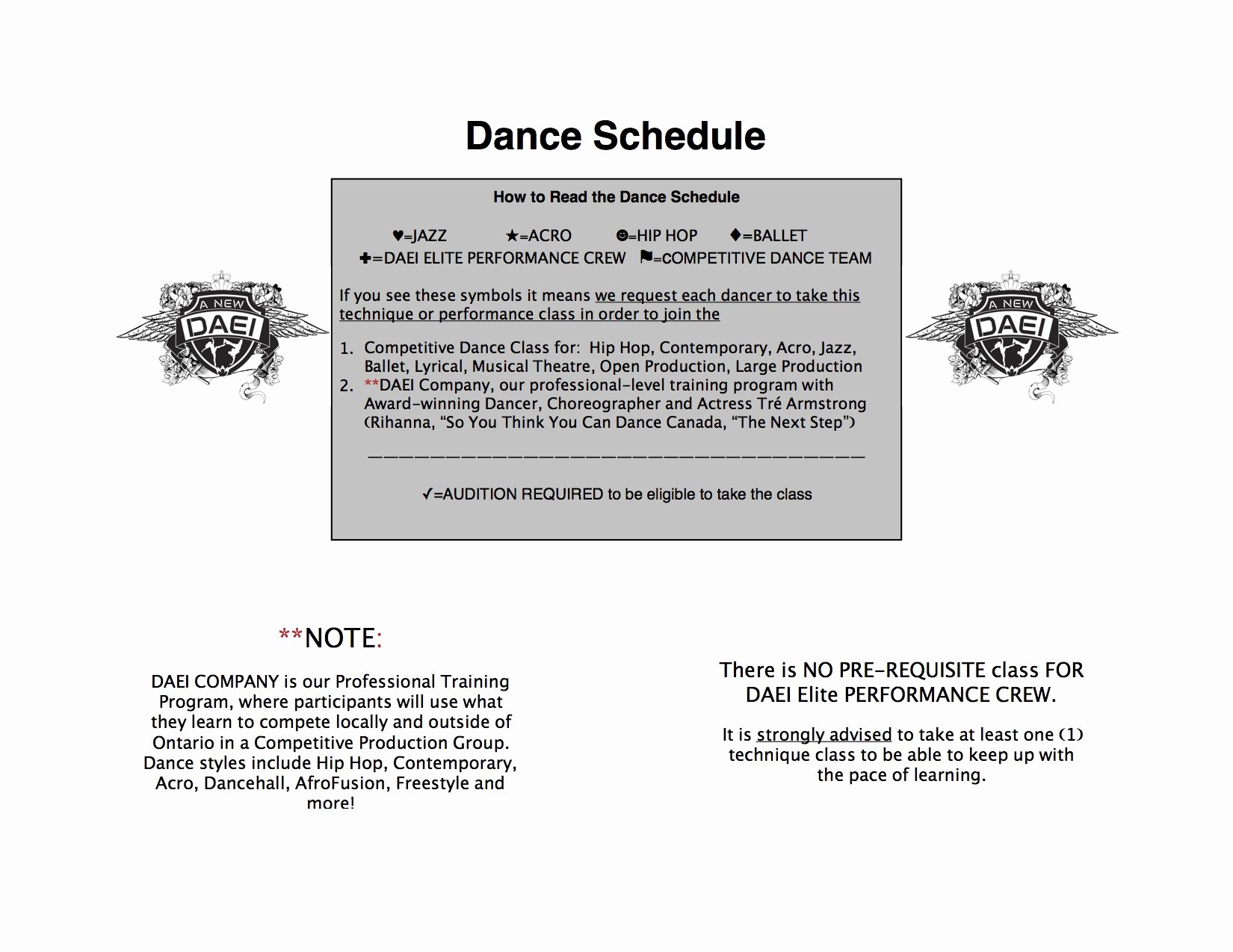 2016 2017 dance schedule