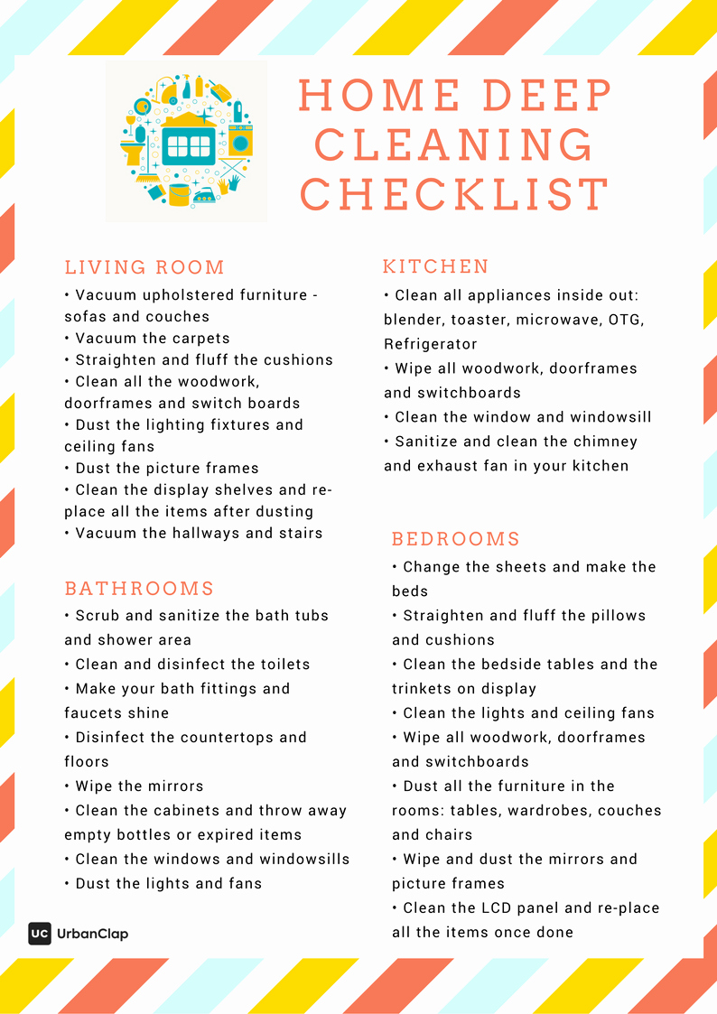 Deep Cleaning Checklist For Housekeeper