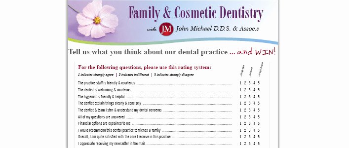 dental patient satisfaction survey questionnaire