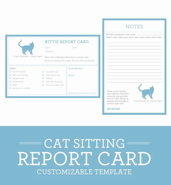 cat sitting report card template