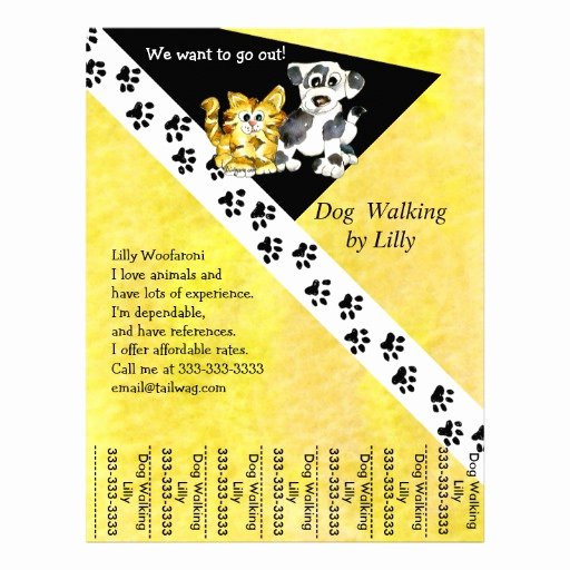 Dog Walking Flyer Ideas Luxury Dog Walker Pet Walking Tear Sheet Custom Flyer