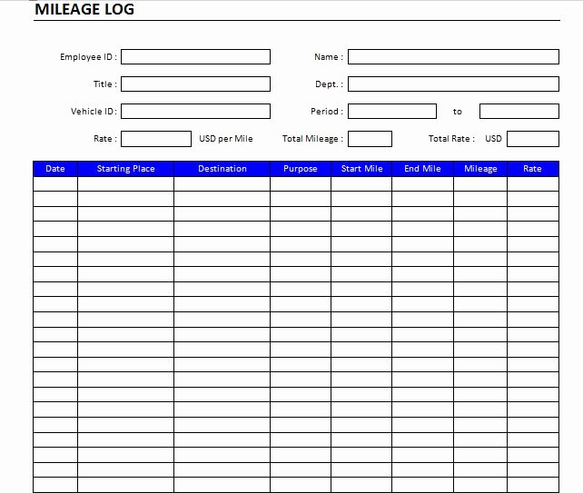 printable mileage log