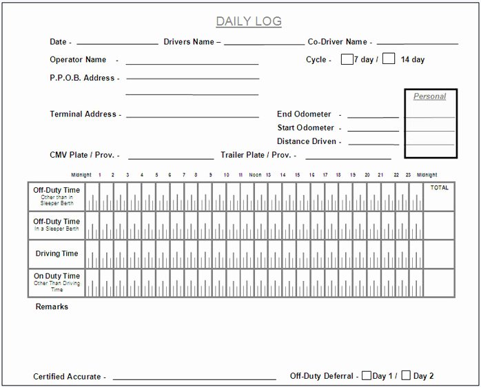 truck driver log sheet