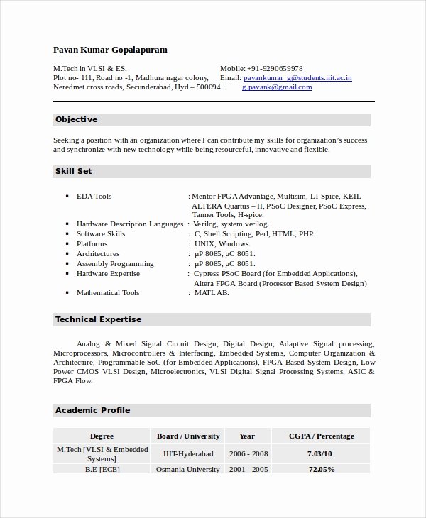 Electronics Technician Resume Sample Beautiful Electronics Resume Template 8 Free Word Pdf Document