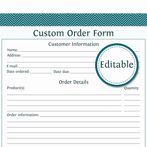 Embroidery order form Template Unique Custom order form Fillable Business Planner Printable