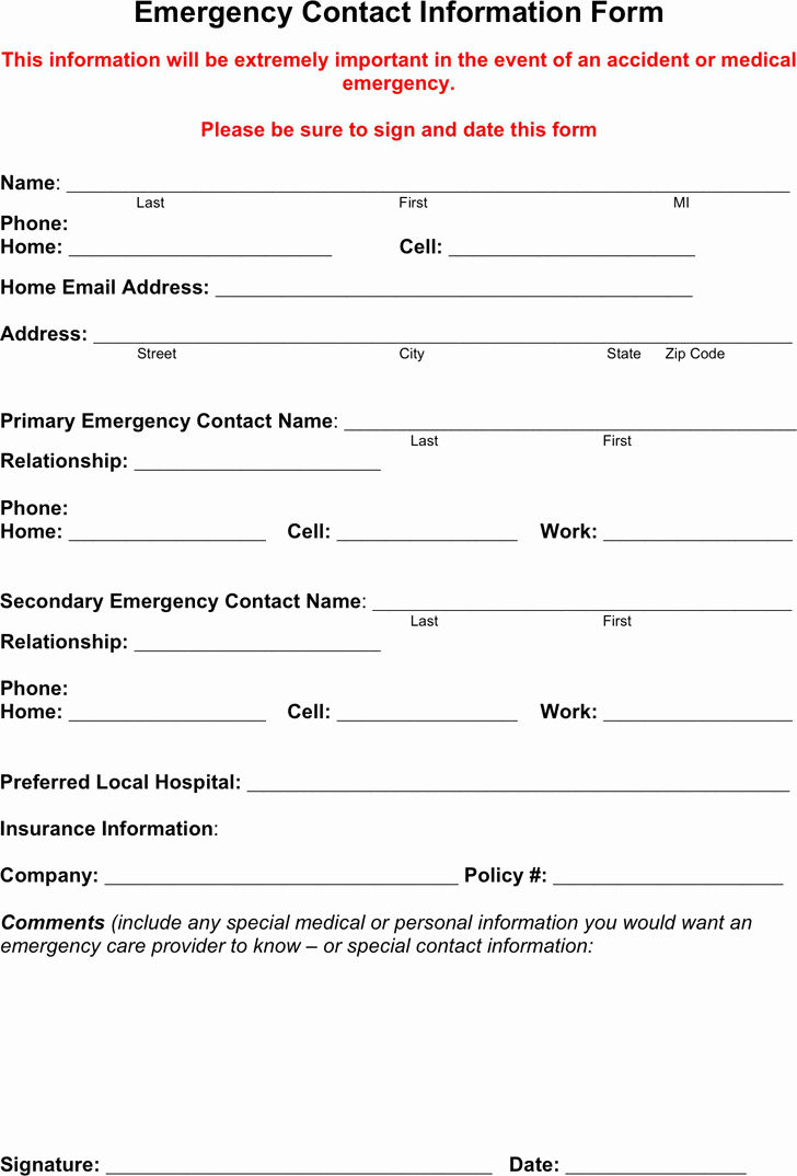 emergency contact form 1