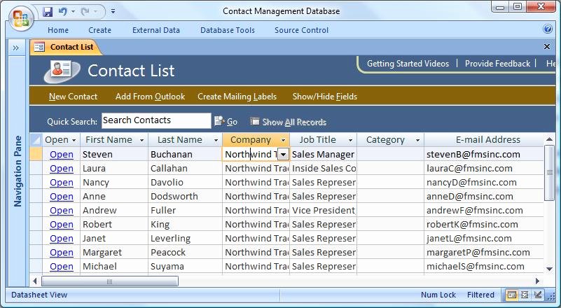 employee contact list template