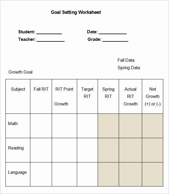 goal setting worksheet template