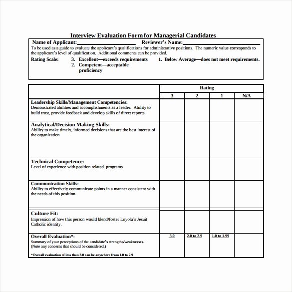 interview evaluation form