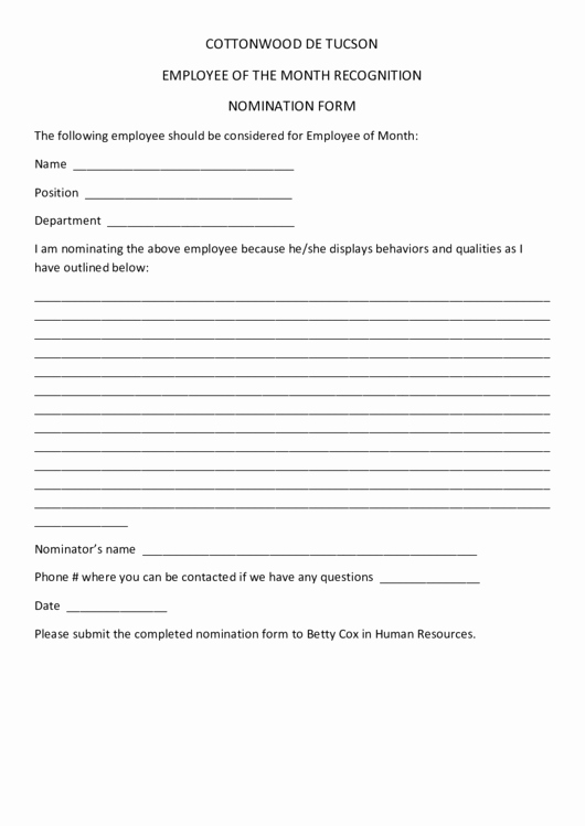 employee of the month recognition nomination form