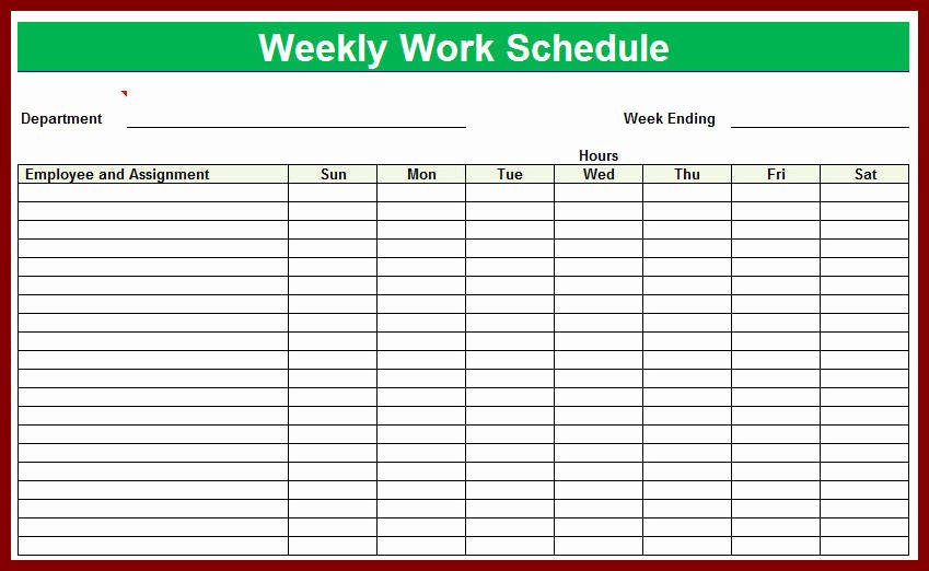 blank employee schedule