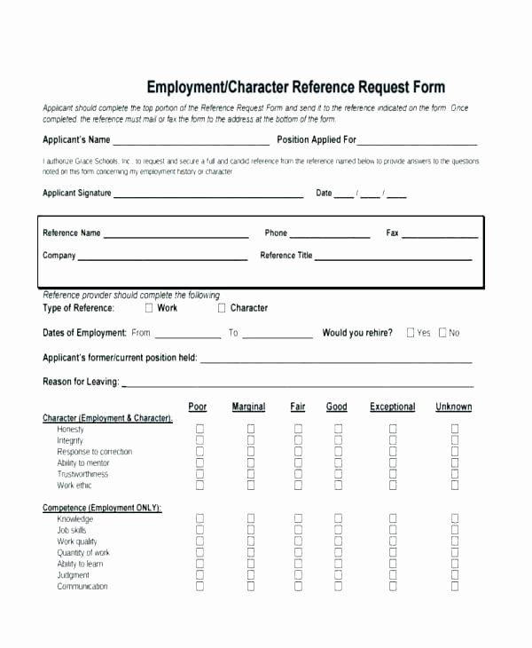 Employment Reference Request form Elegant Reference Template form Employment Request Uk Employee
