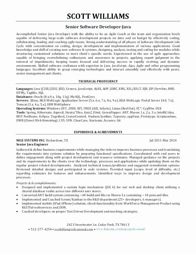 java developer resume