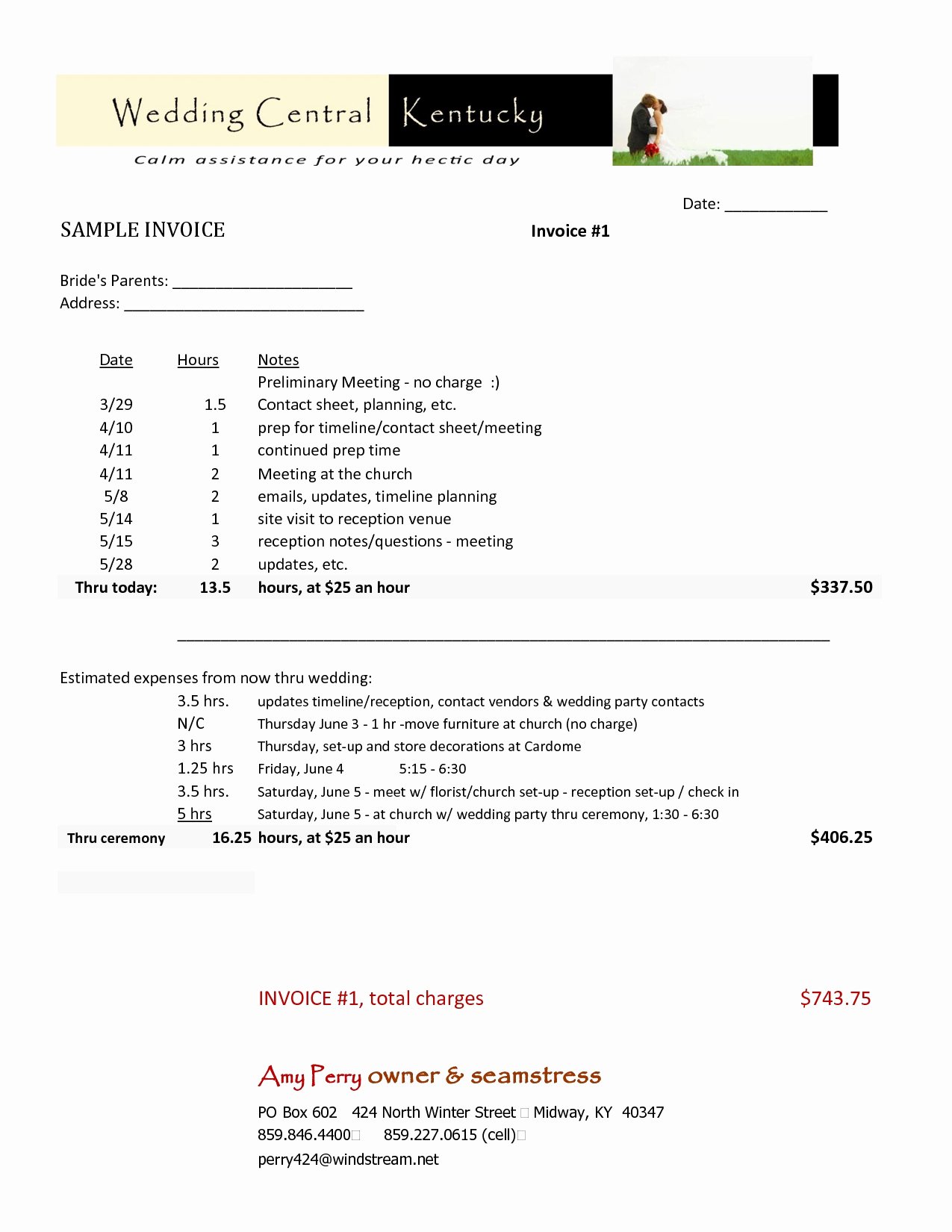 consulting services invoice