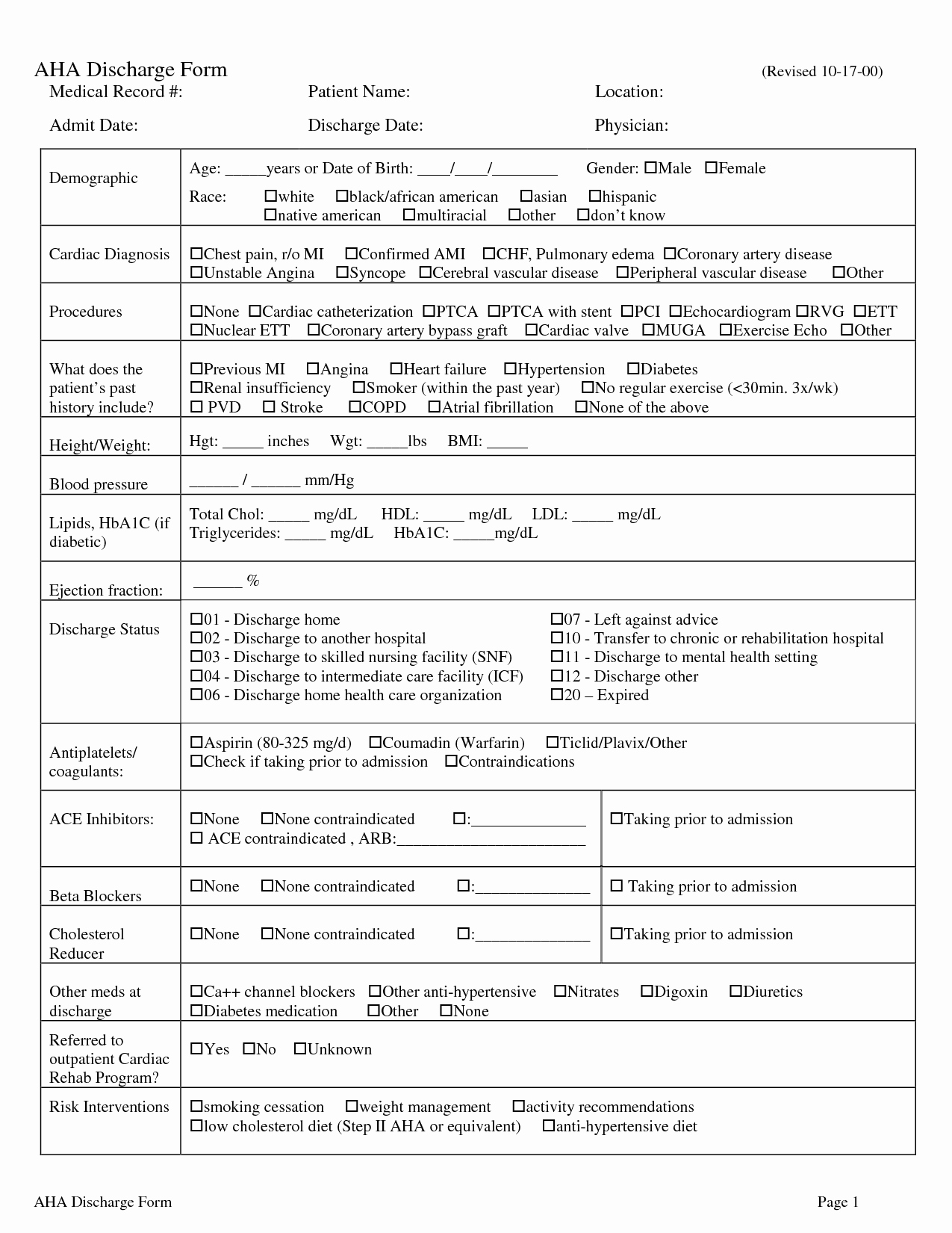 hospital release form