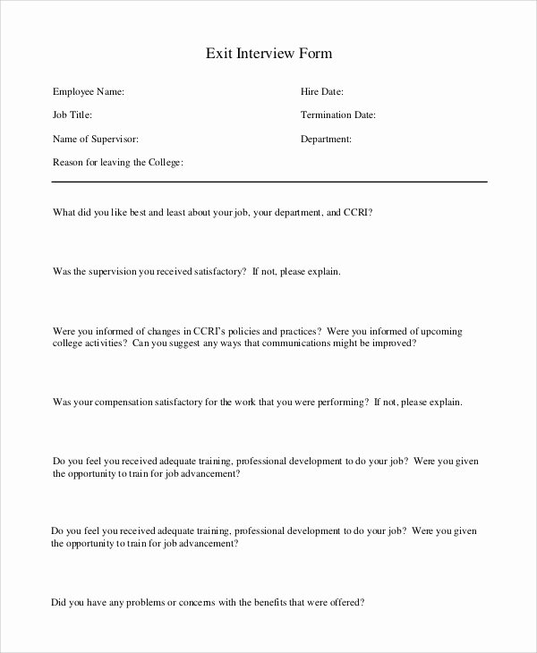 exit interview form