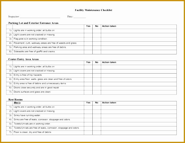 building maintenance checklist template
