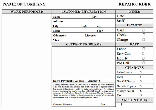 auto repair invoice template 2341