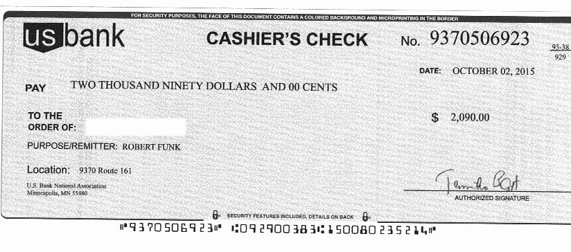 finally got fake cashiers check