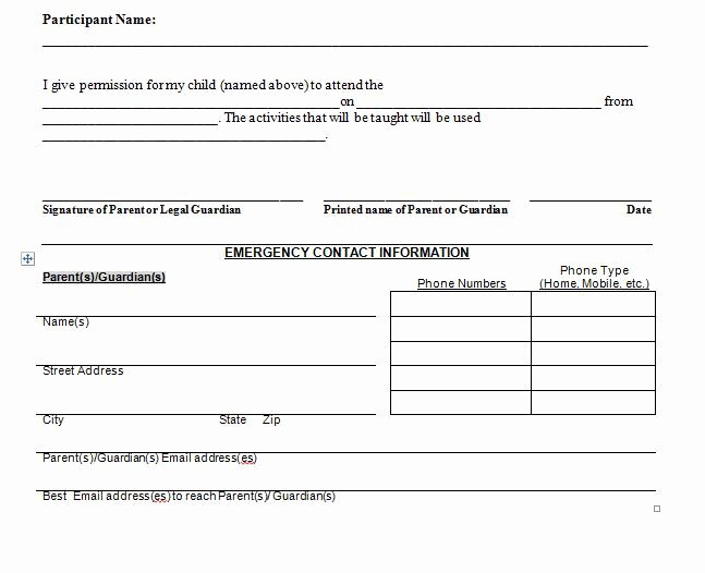 school field trip permission slip