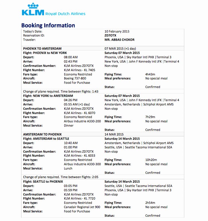 sample flight reservation flight itinerary visa application