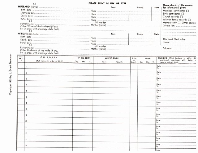 family group with sources of information sheet