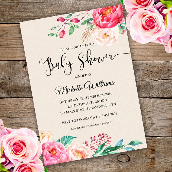 floral baby shower invitation template edit with adobe reader