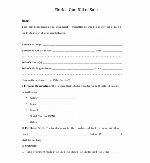 bill of sale for firearm