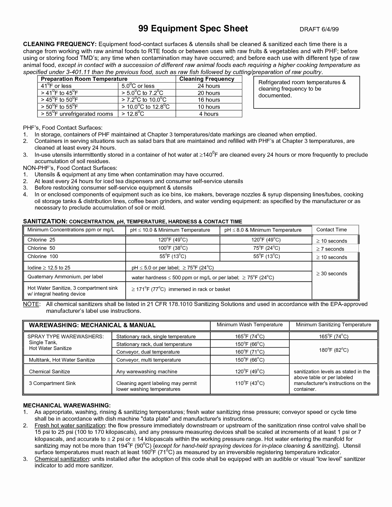 Food Product Spec Sheet Template