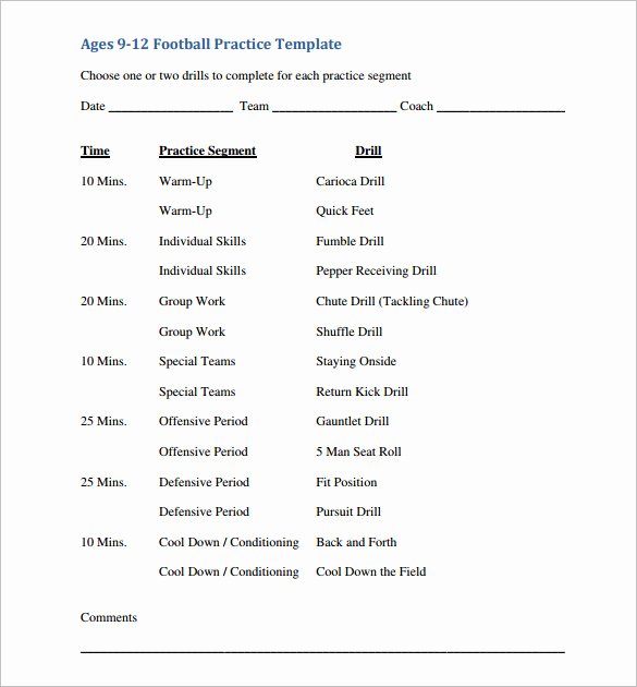 sample practice schedule