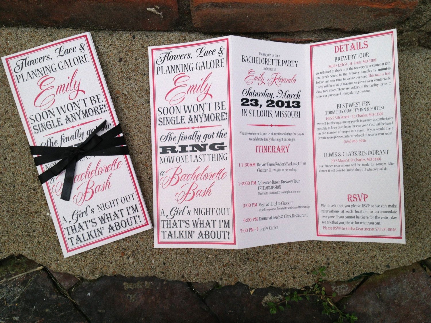 bachelorette party invite trifolded