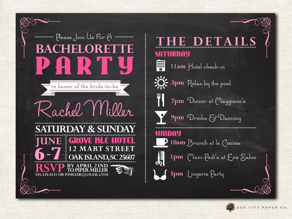 Free Bachelorette Itinerary Template Lovely Bachelorette Invitation Bachelorette Party Invitation