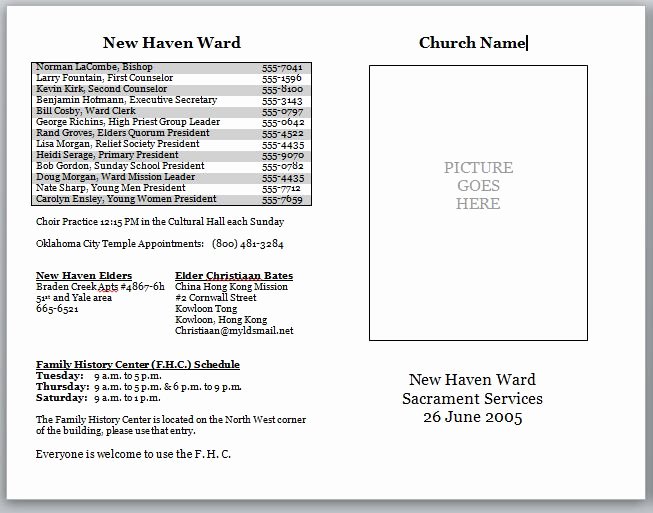 church bulletin templates