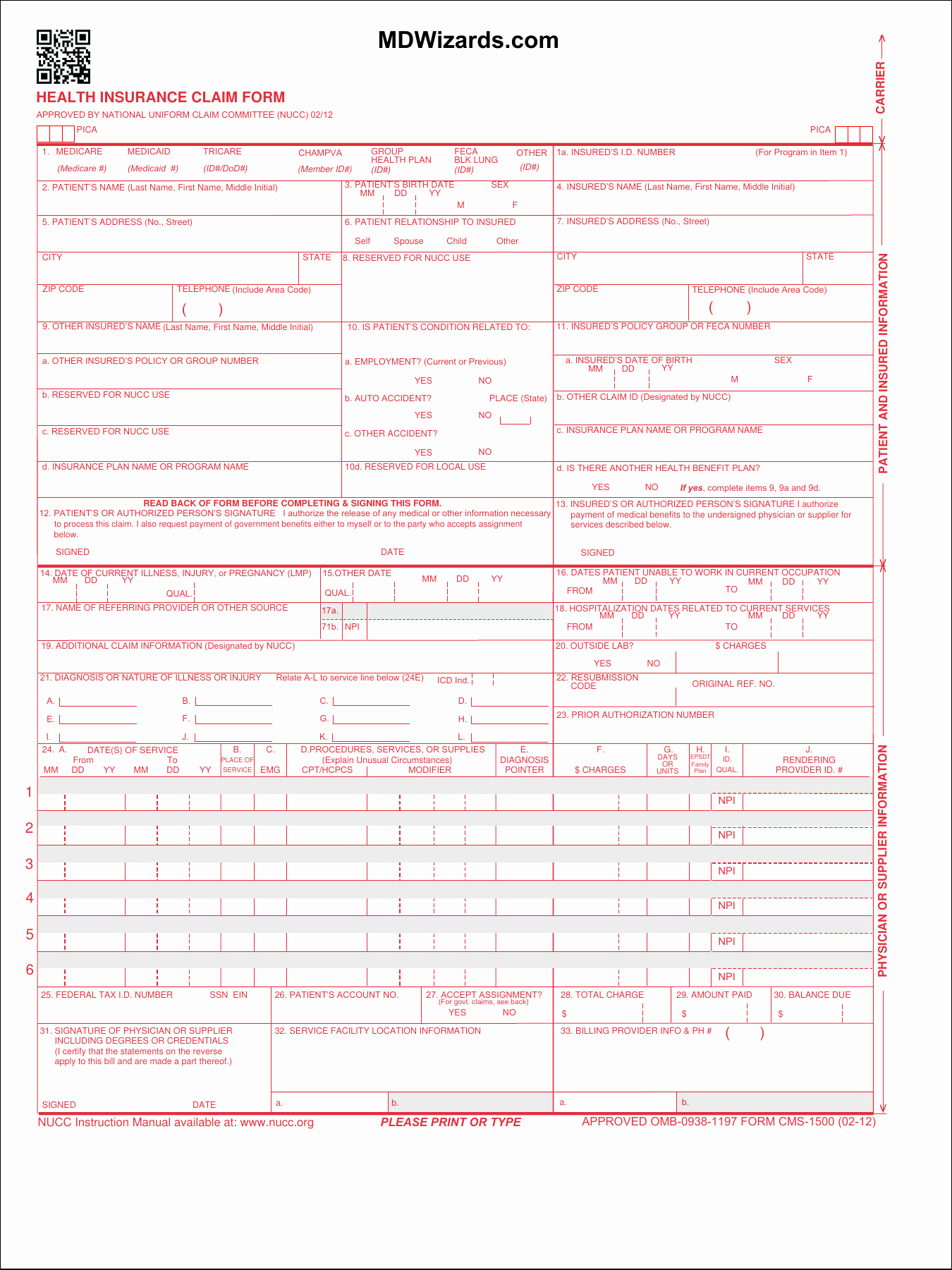 hcfa 1500 form