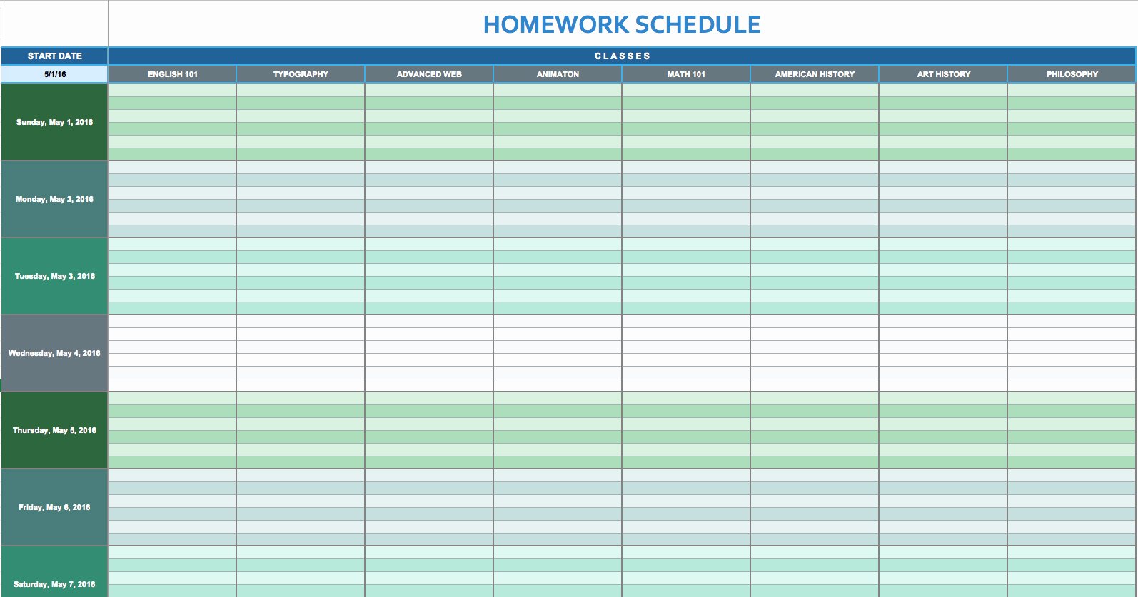 free daily schedule templates