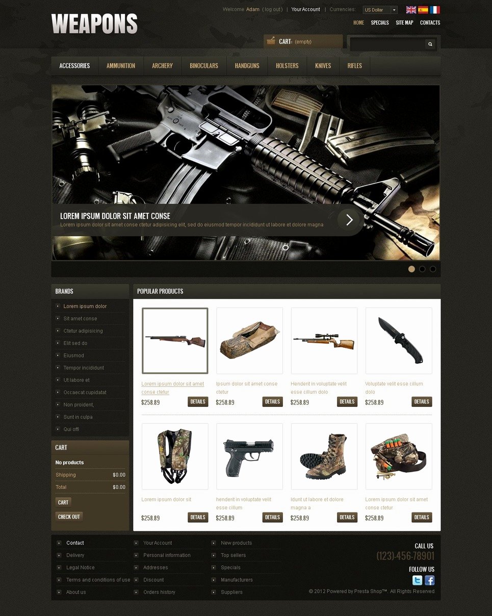 free firearms website templates beautiful weapons amp cold steel prestashop theme of free firearms website templates