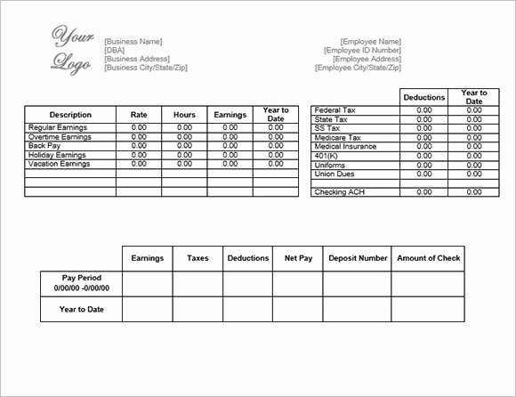 pay stub templates