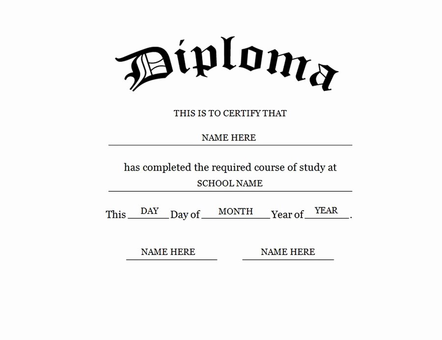 blank high school diploma template