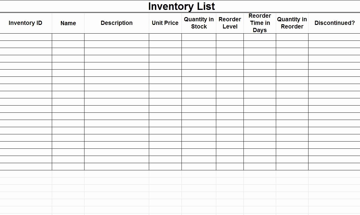 inventory spreadsheet templates