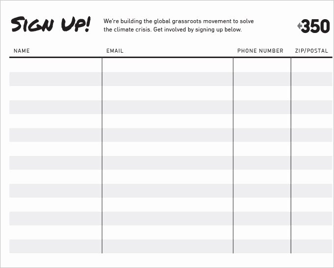 signup sheet templates