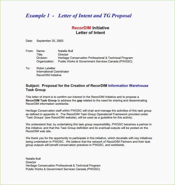 Free Sample Letter Of Intent to Lease A Commercial Space New Letter Intent format for Business Proposal