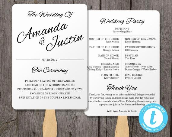 printable wedding program fan template