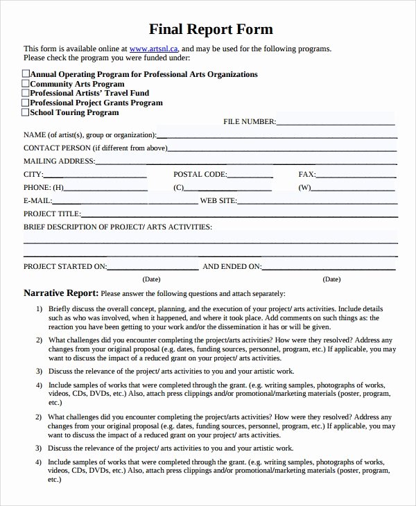 grant report form