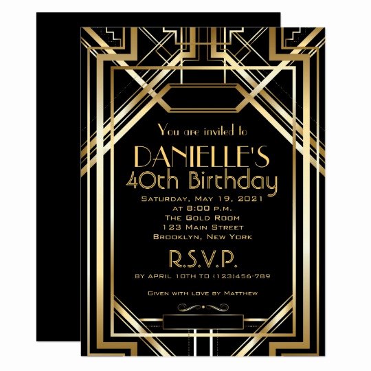 great gatsby inspired art deco birthday invitation