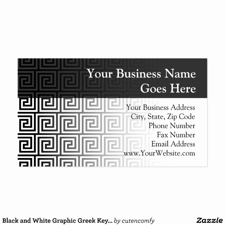 black and white graphic greek key pattern business card