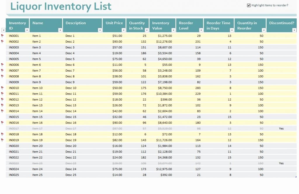 printable gun inventory sheet