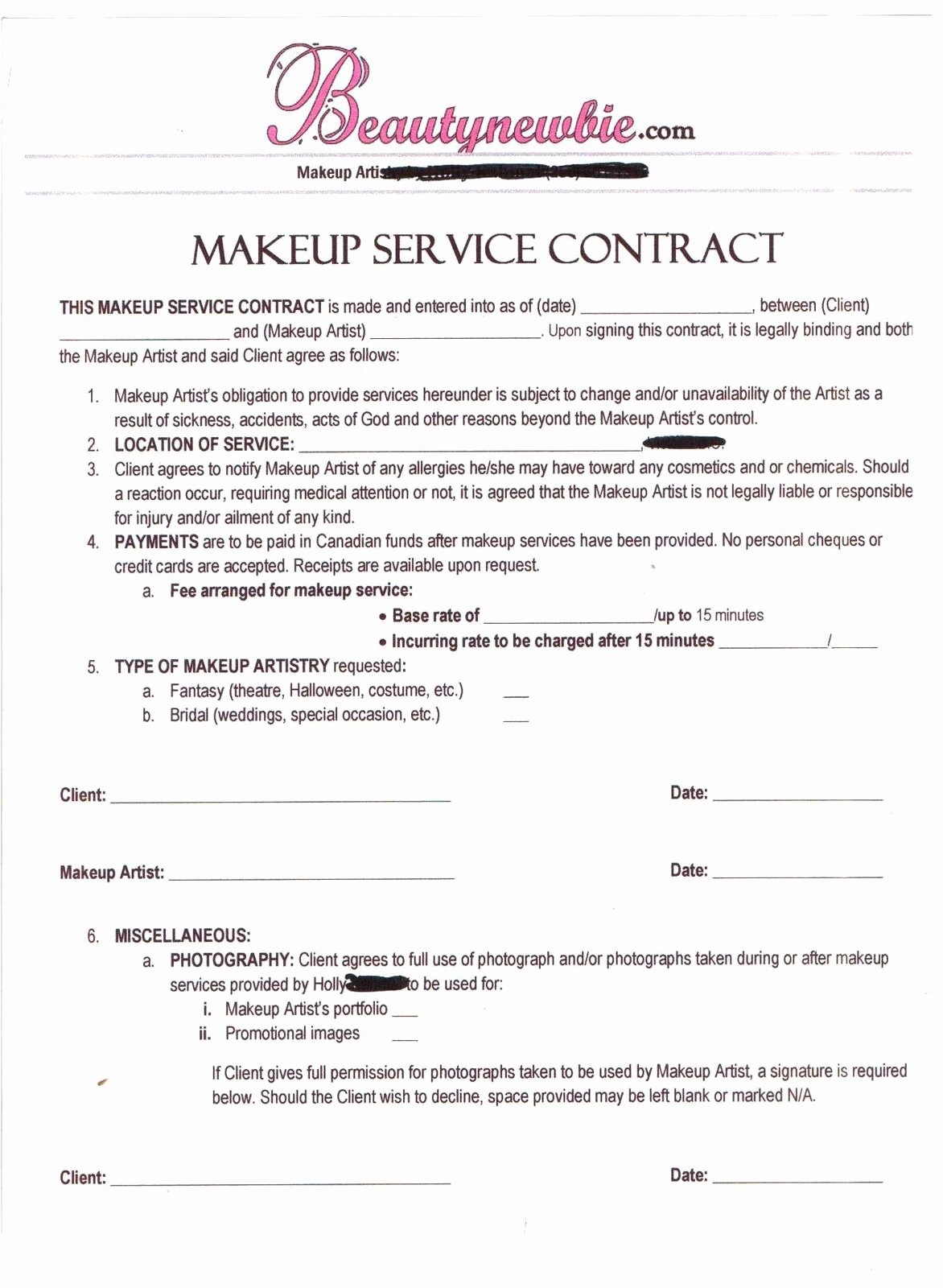 hair stylist contract for wedding awesome contract makeup artist of hair stylist contract for wedding