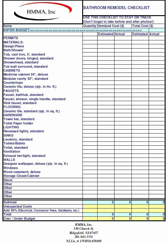 bathroom remodel checklist